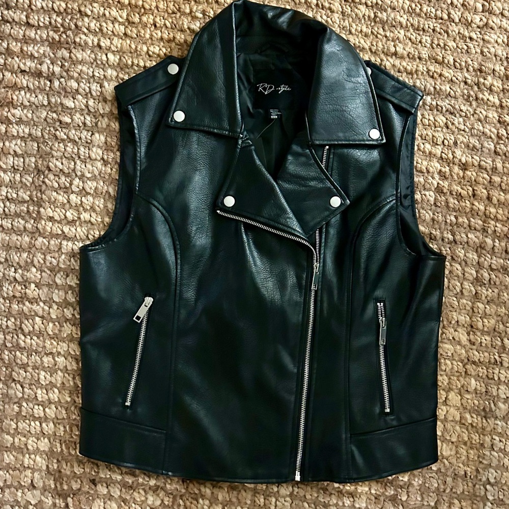 Black Faux Leather Vest